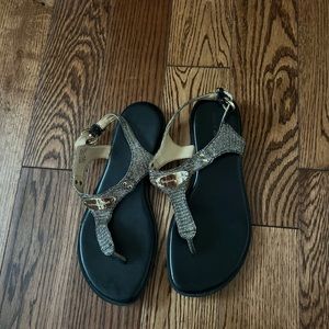 Michael Kors sandals, gold and black sparkly, size 7.5